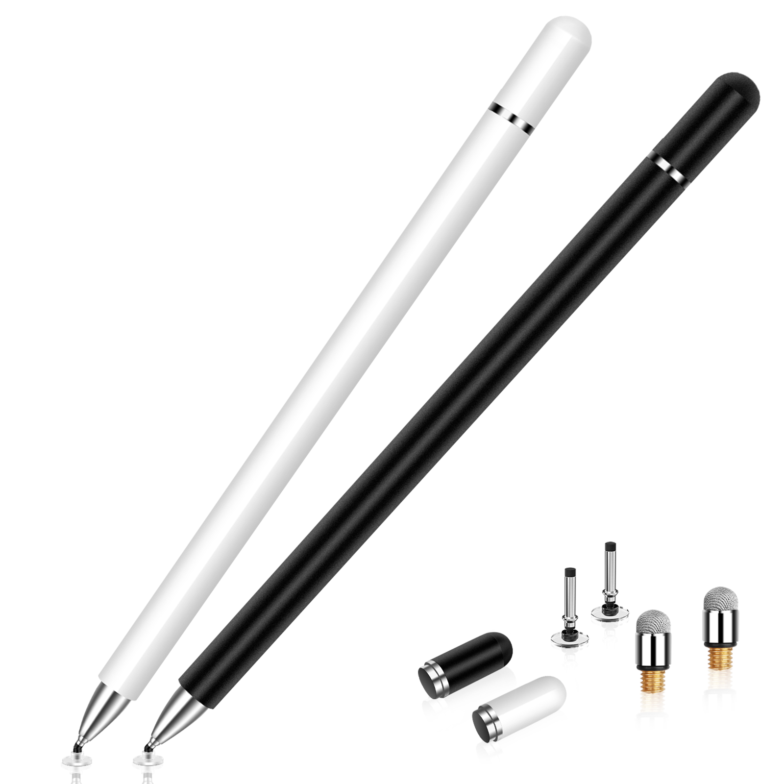 Stylus for iPad (2 Pcs), StylusHome Magnetic Disc Universal Stylus Pens Touch Screens for Apple/iPhone/Ipad pro/Mini/Air/Android/Microsoft/Surface All Capacitive Touch Screens - Black/White